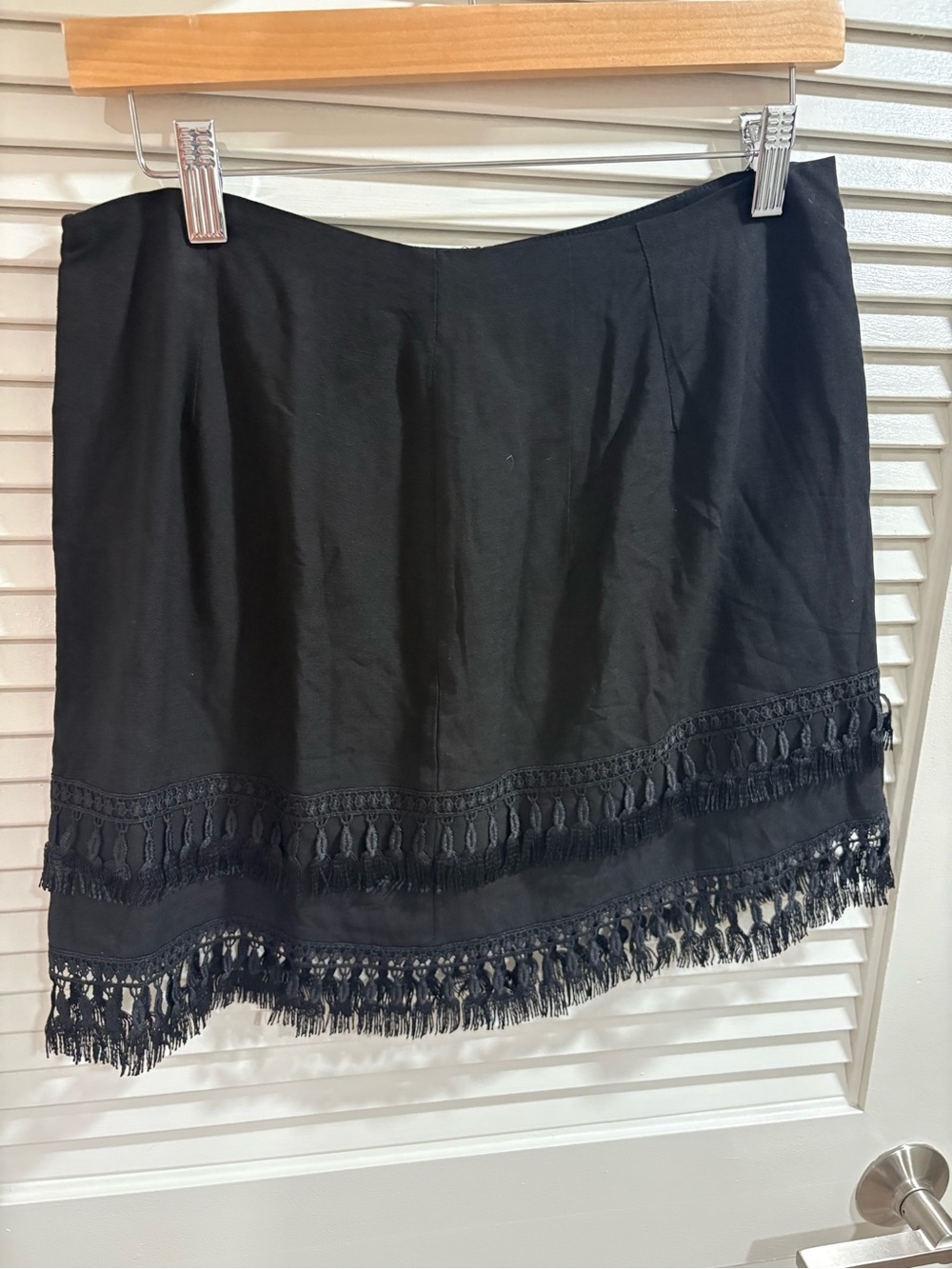 Lulu's Black Mini Skirt with Tassel Trim